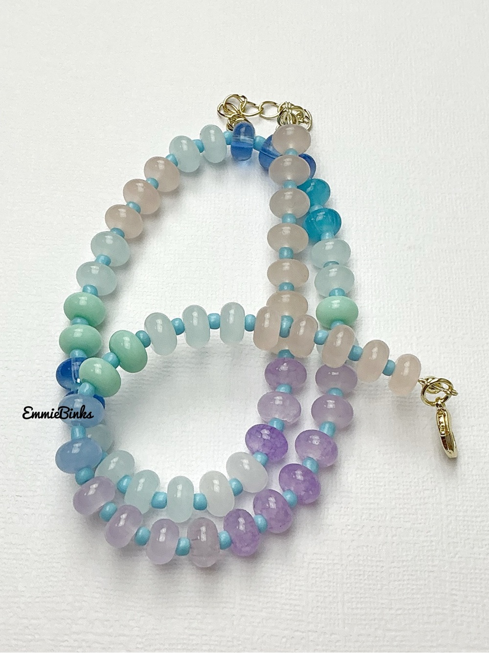 New Anthro Vibes Pastel Boutique Beaded Necklace ~ Blue & Purples